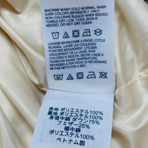 Land’s End Down Puffer Vest Full Zip Paisley Print Warm Tawny Brown Cream 2X New - Picture 10 of 12